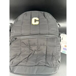 Initial "C" Quilted Puffer 14" Backpack Personalized Travel Backpack Daypack